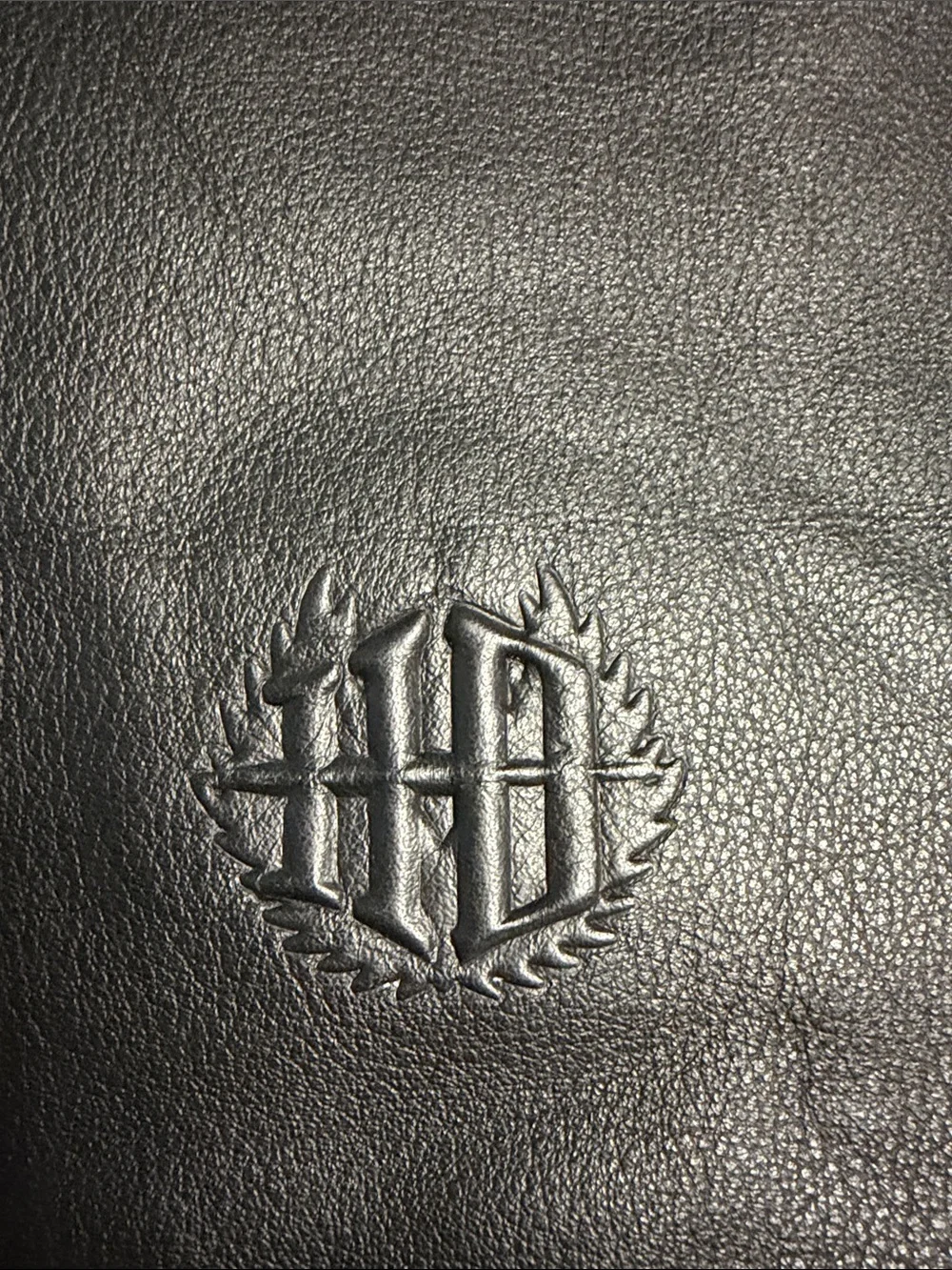 Harley Davidson Black Leather Scarf with Embossed Crest